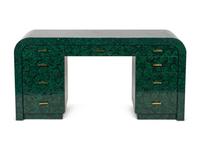 A Contemporary Green and Black Lacquer Pedestal Desk — 20TH CENTURY