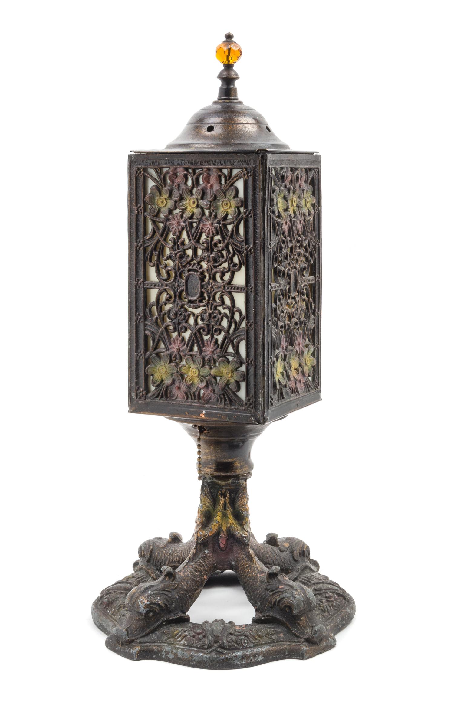 A Patinated Metal Lantern Height 17 inches. — 20TH CENTURY