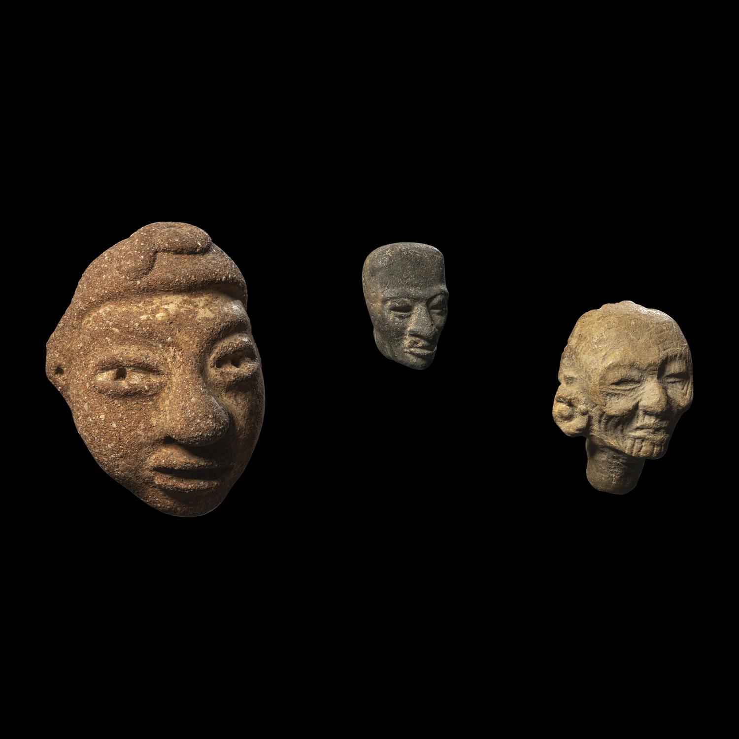 Three Pre-Columbian Stone Heads