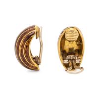 YELLOW GOLD AND ENAMEL EARCLIPS