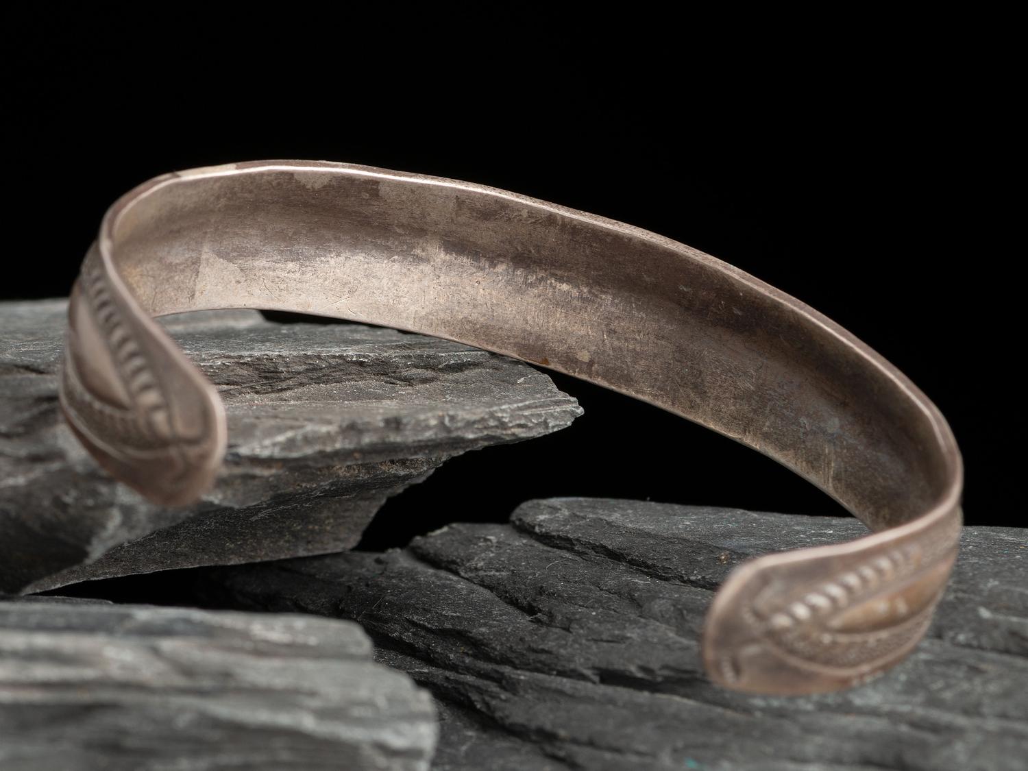 Slender Navajo Stamped and Chiseled Ingot Cuff Bracelet