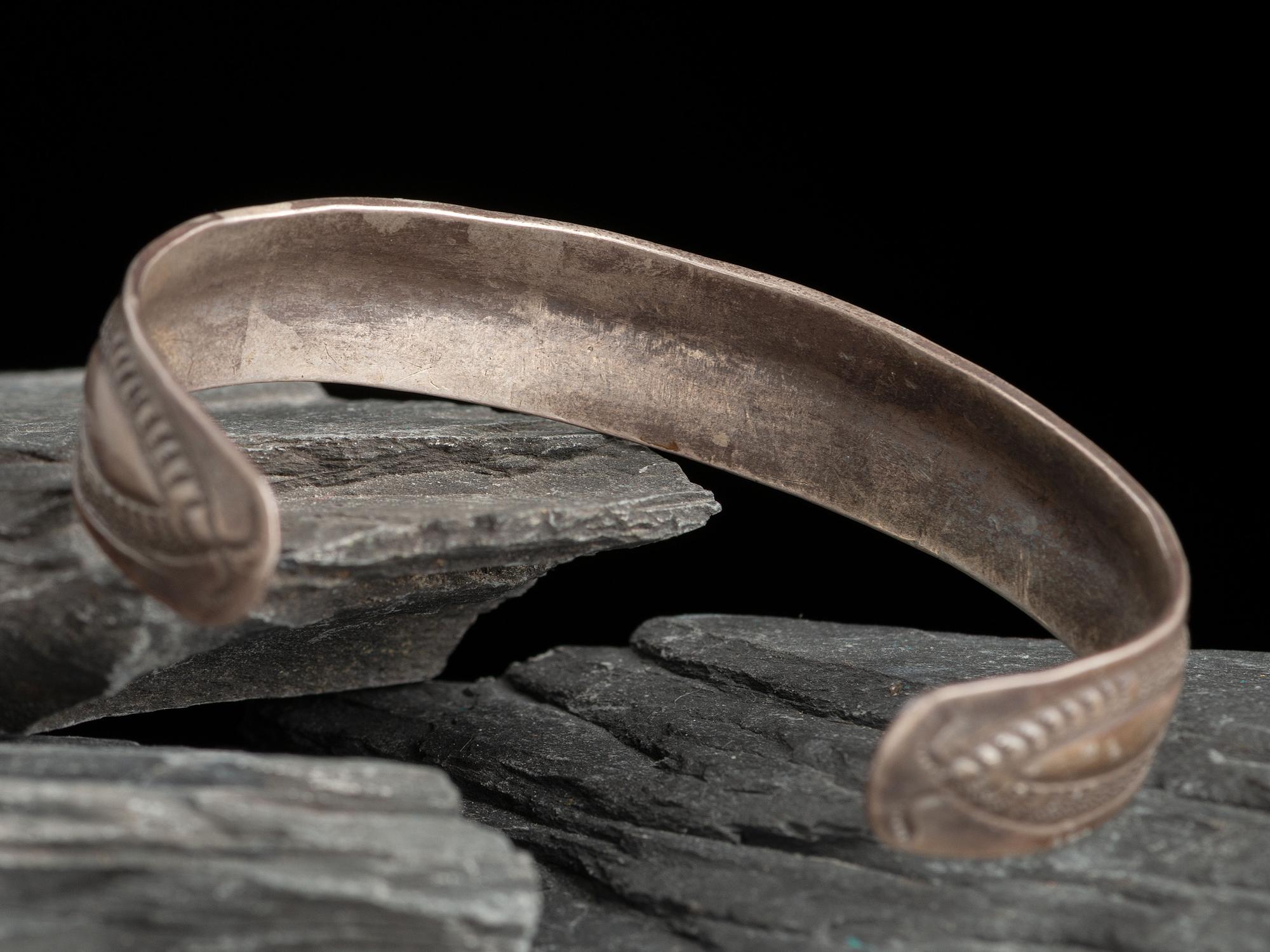 Slender Navajo Stamped and Chiseled Ingot Cuff Bracelet