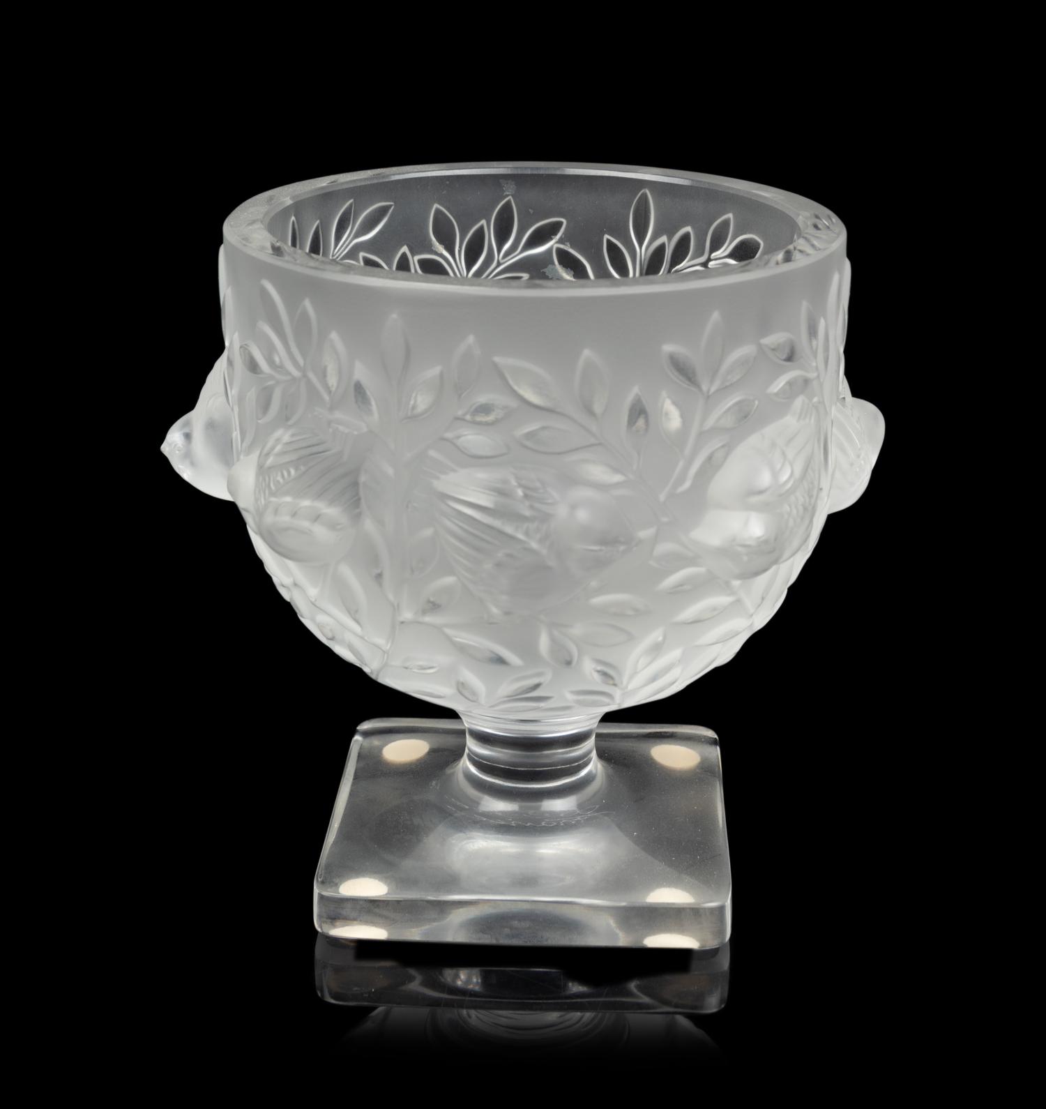 A Lalique Elisabeth Vase, Anemone Ornament and Four Floral Ornaments