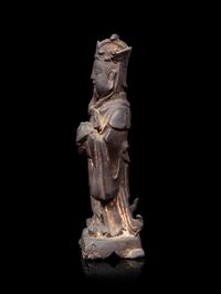 A Chinese Parcel Gilt Bronze Standing Official
