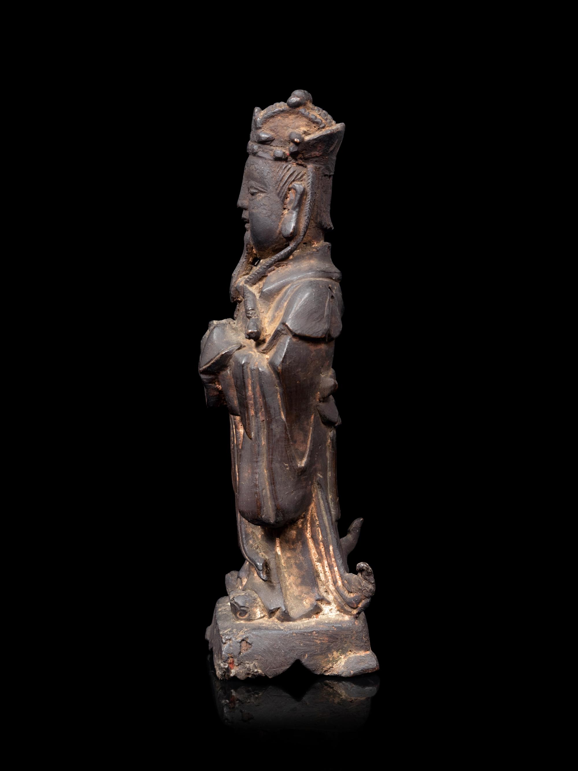 A Chinese Parcel Gilt Bronze Standing Official