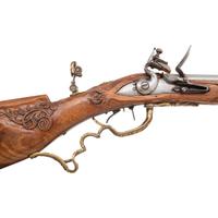 Carved Contemporary Flintlock Jaeger Rifle
