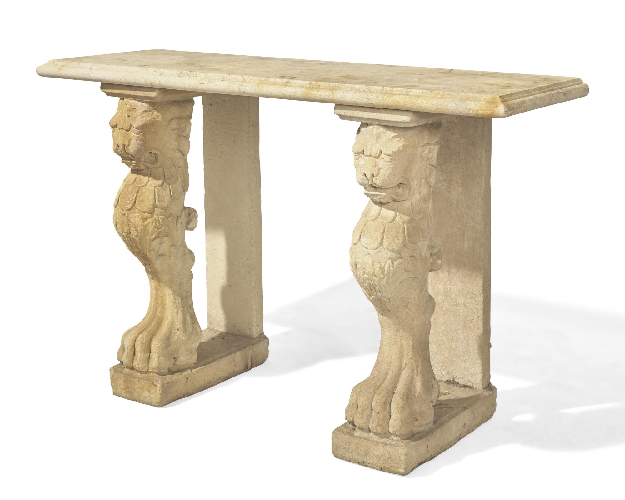 An Italian carved limestone console table, 18th / 19th century