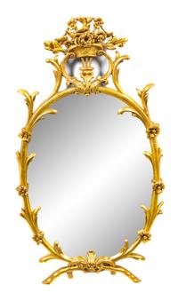 A Rococo Style Giltwood Mirror Height 41 1/4 x width 22 inches. — LATE 19TH CENTURY