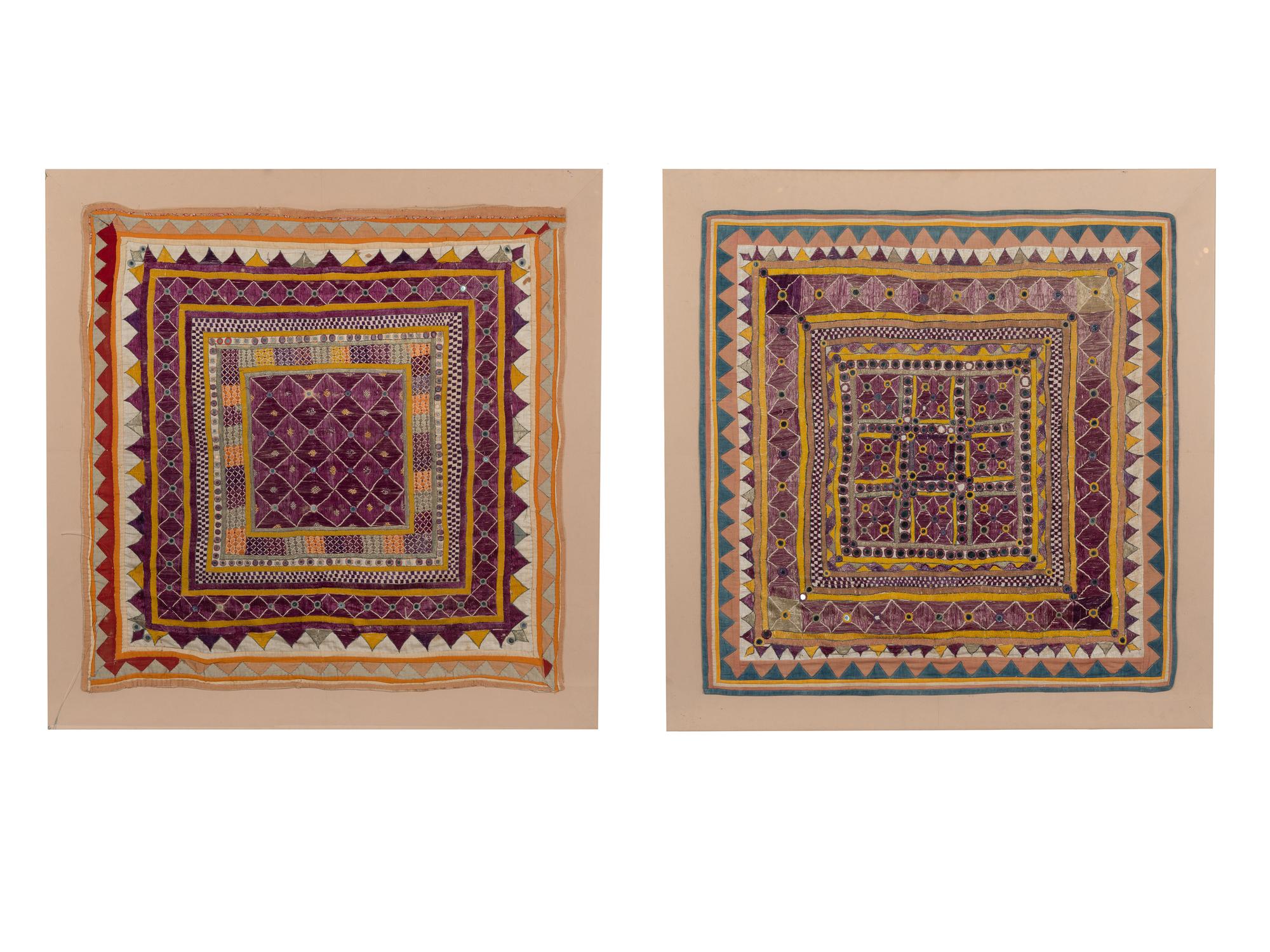 A Pair of Framed Indian Chakla Cloths