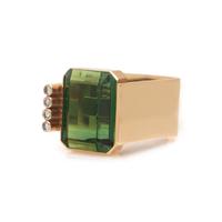 YELLOW GOLD, GREEN TOURMALINE AND DIAMOND RING