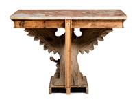 A Pair of George II Style Carved Pine Marble-Top Pier Tables