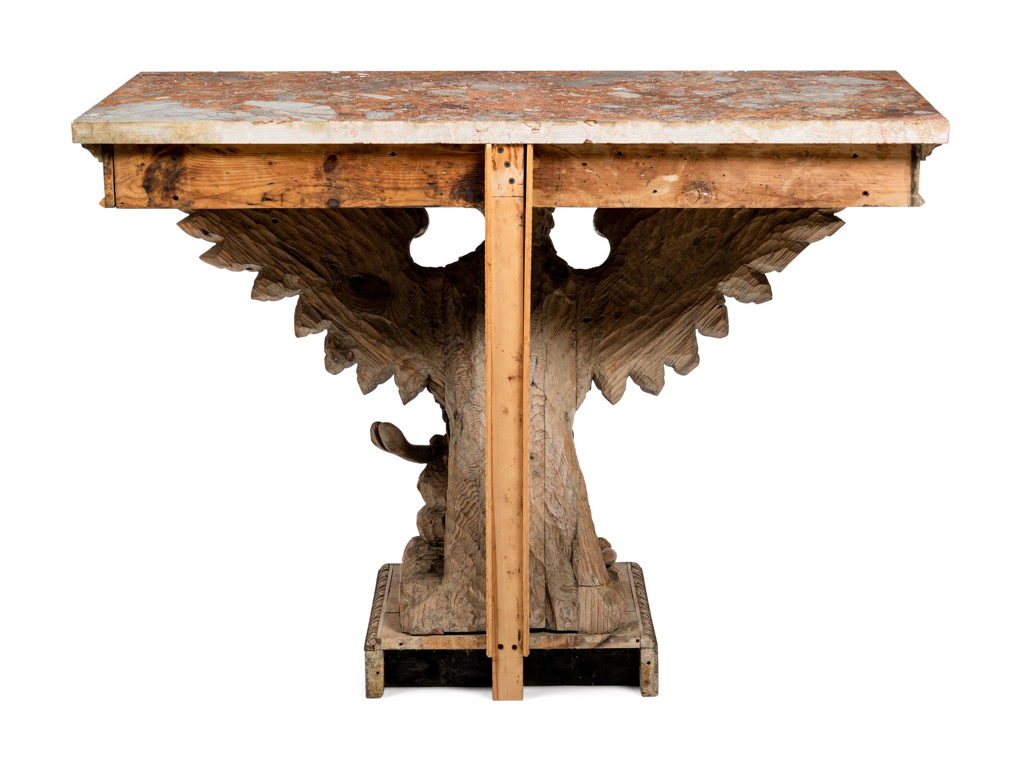 A Pair of George II Style Carved Pine Marble-Top Pier Tables