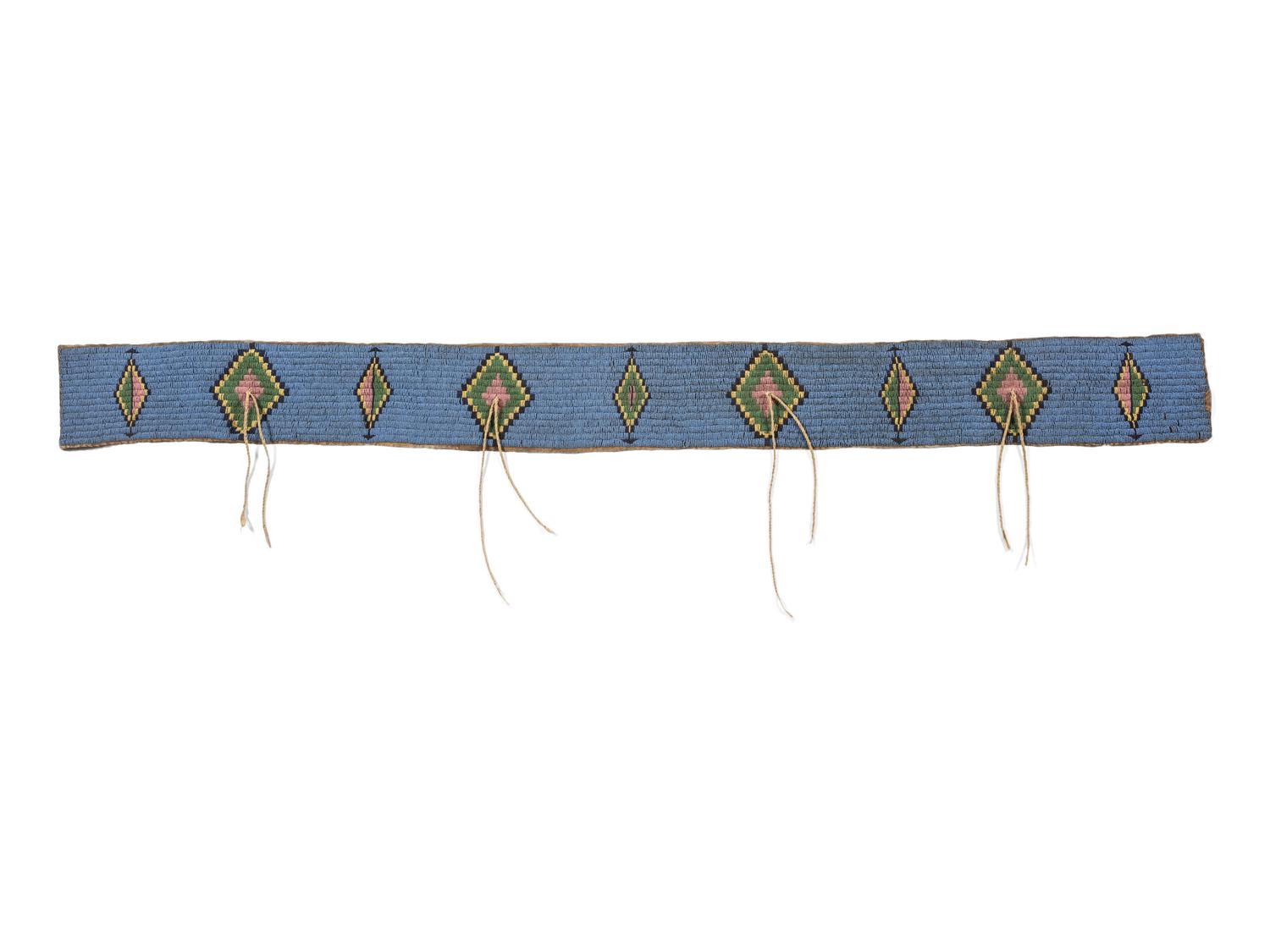 Sioux Beaded Buffalo Hide Blanket Strip
