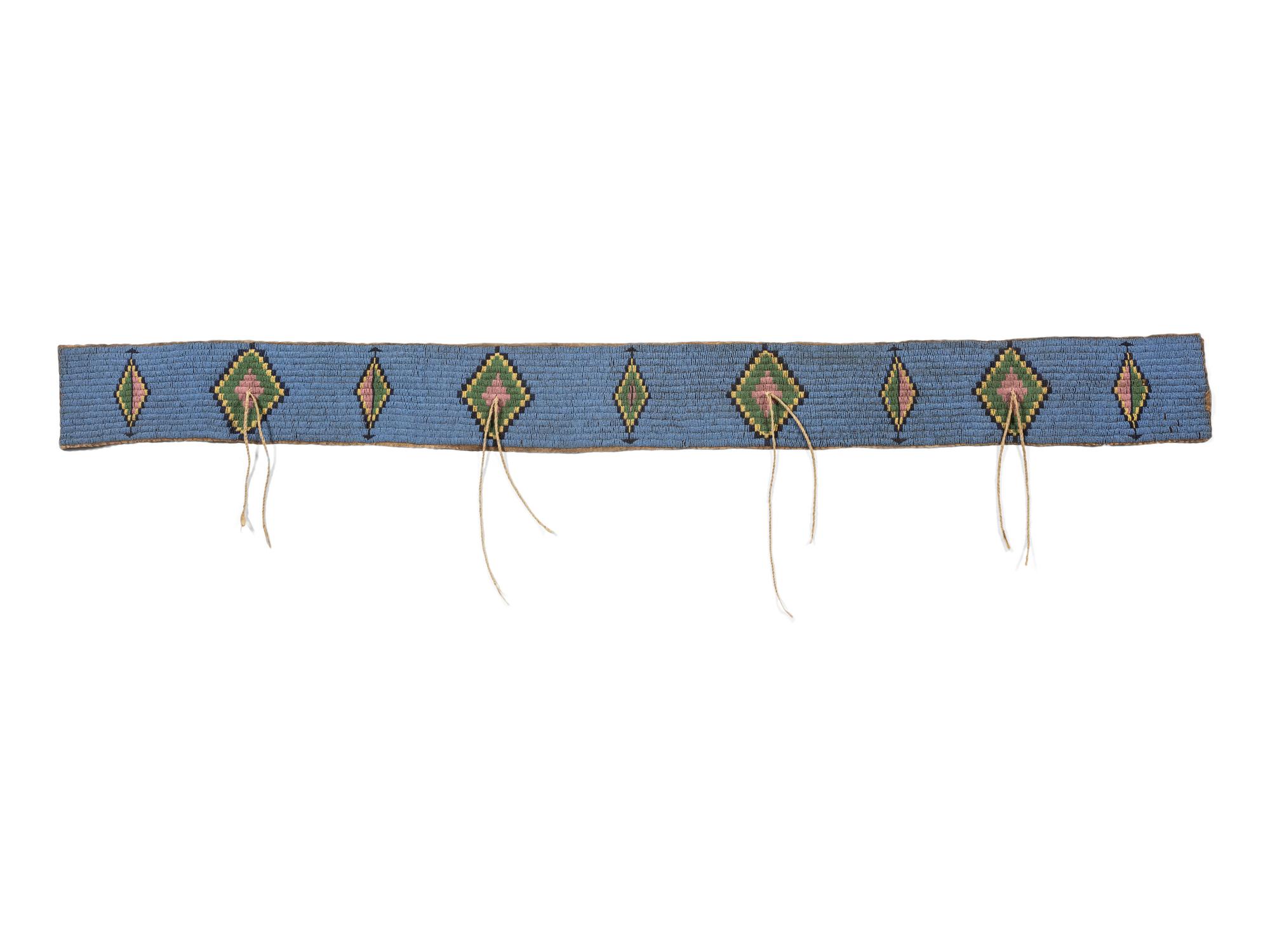 Sioux Beaded Buffalo Hide Blanket Strip