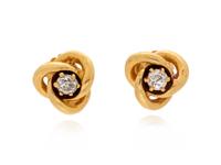 A Pair of Yellow Gold and Diamond Stud Earrings and Jackets,