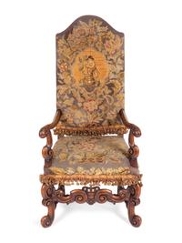 A Louis XIV Style Needlepoint-Upholstered Walnut Armchair — 19TH CENTURY