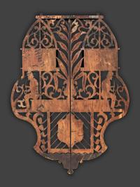 A Folk Art Carved and Painted Figural Tobacco Wall Shelf