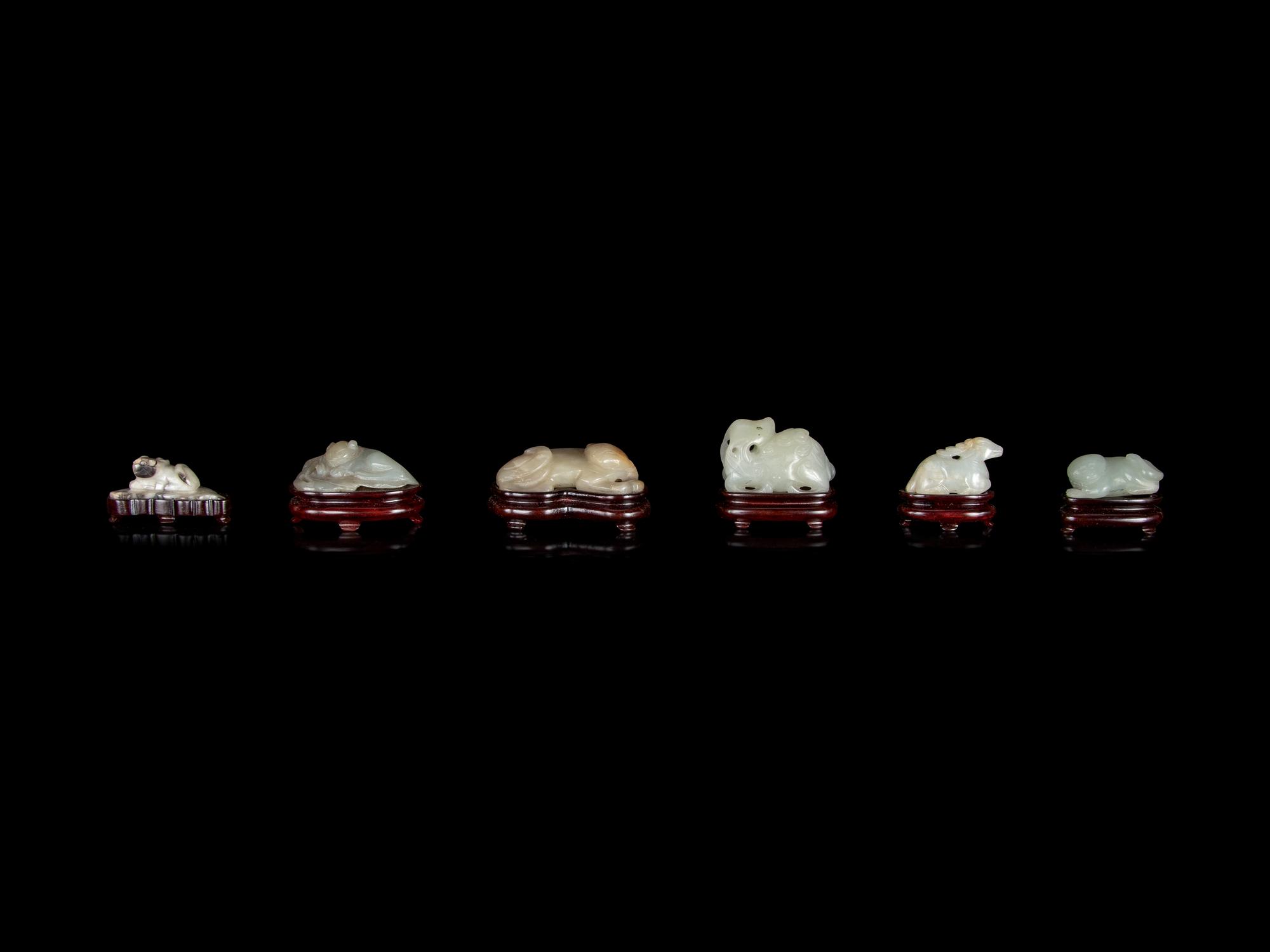 Six Chinese Carved Jade Figures of Animals