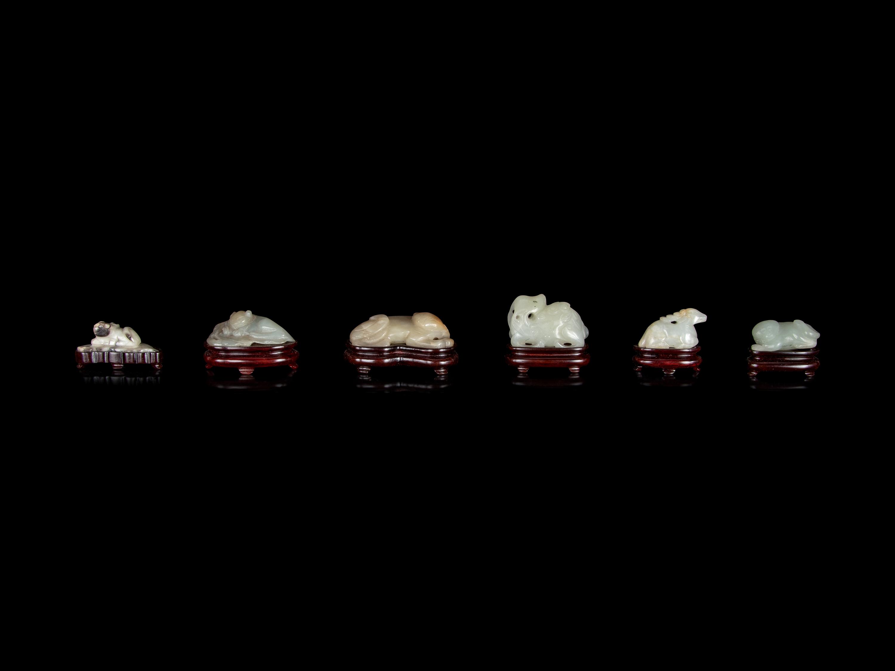 Six Chinese Carved Jade Figures of Animals