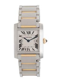 CARTIER, STAINLESS STEEL AND 18K YELLOW GOLD 'TANK FRANÇAISE' WATCH