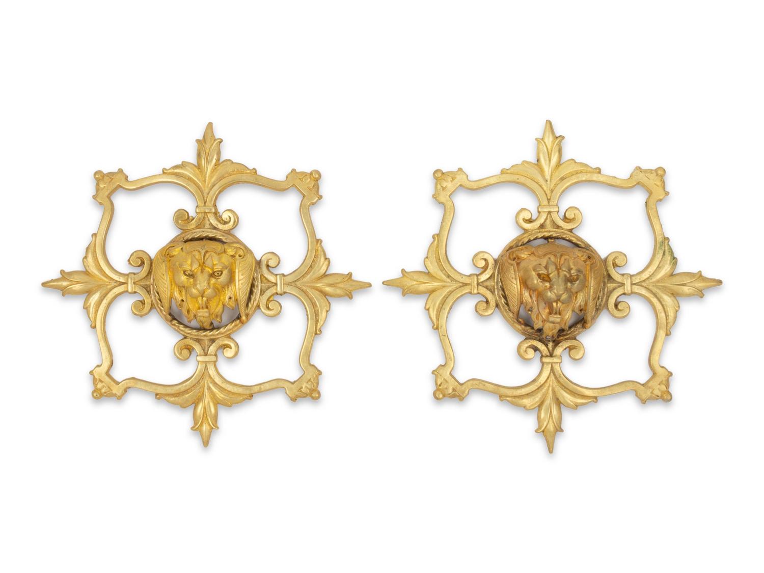A Pair of Continental Gilt Bronze Wall Mounts