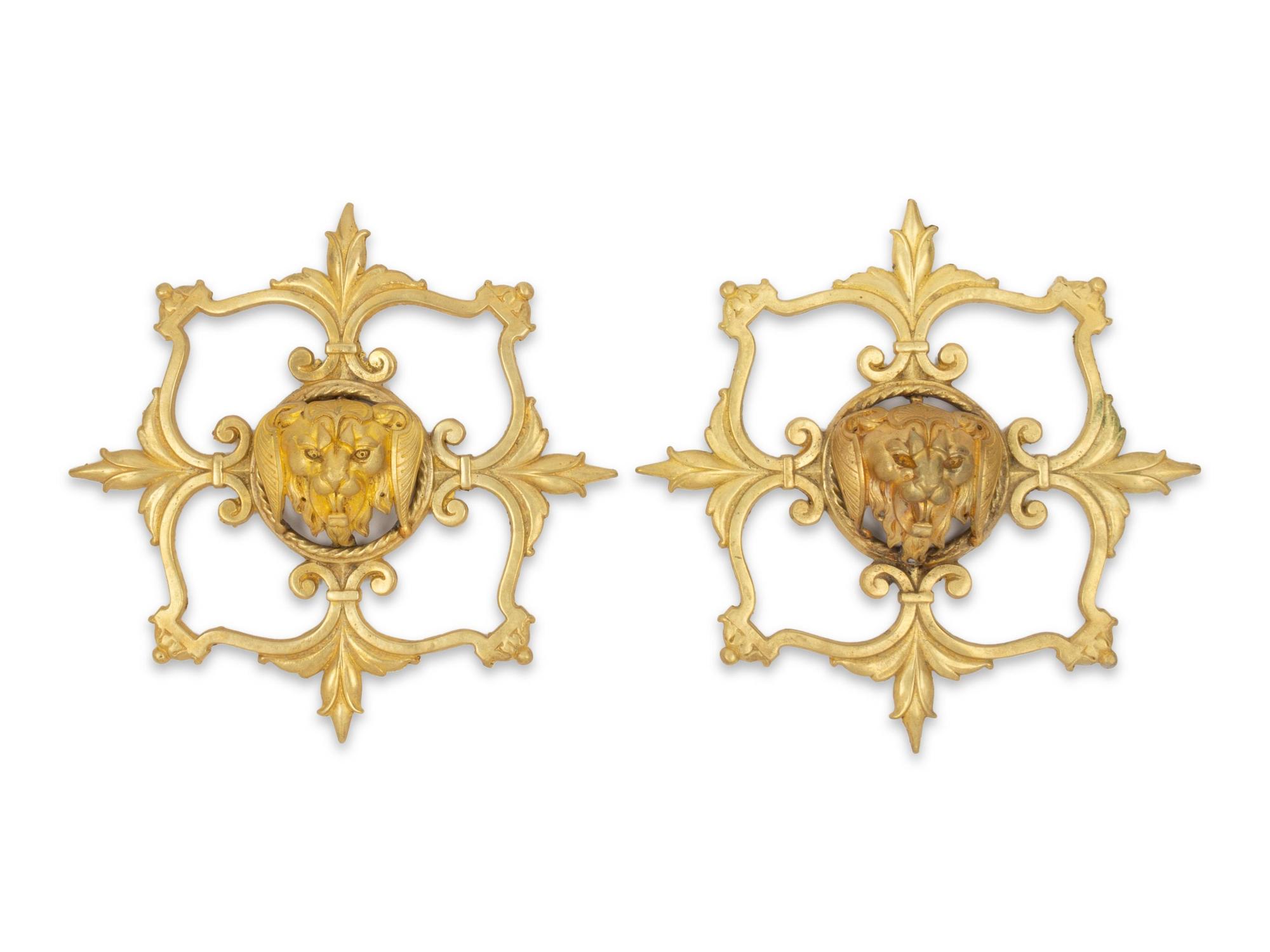 A Pair of Continental Gilt Bronze Wall Mounts