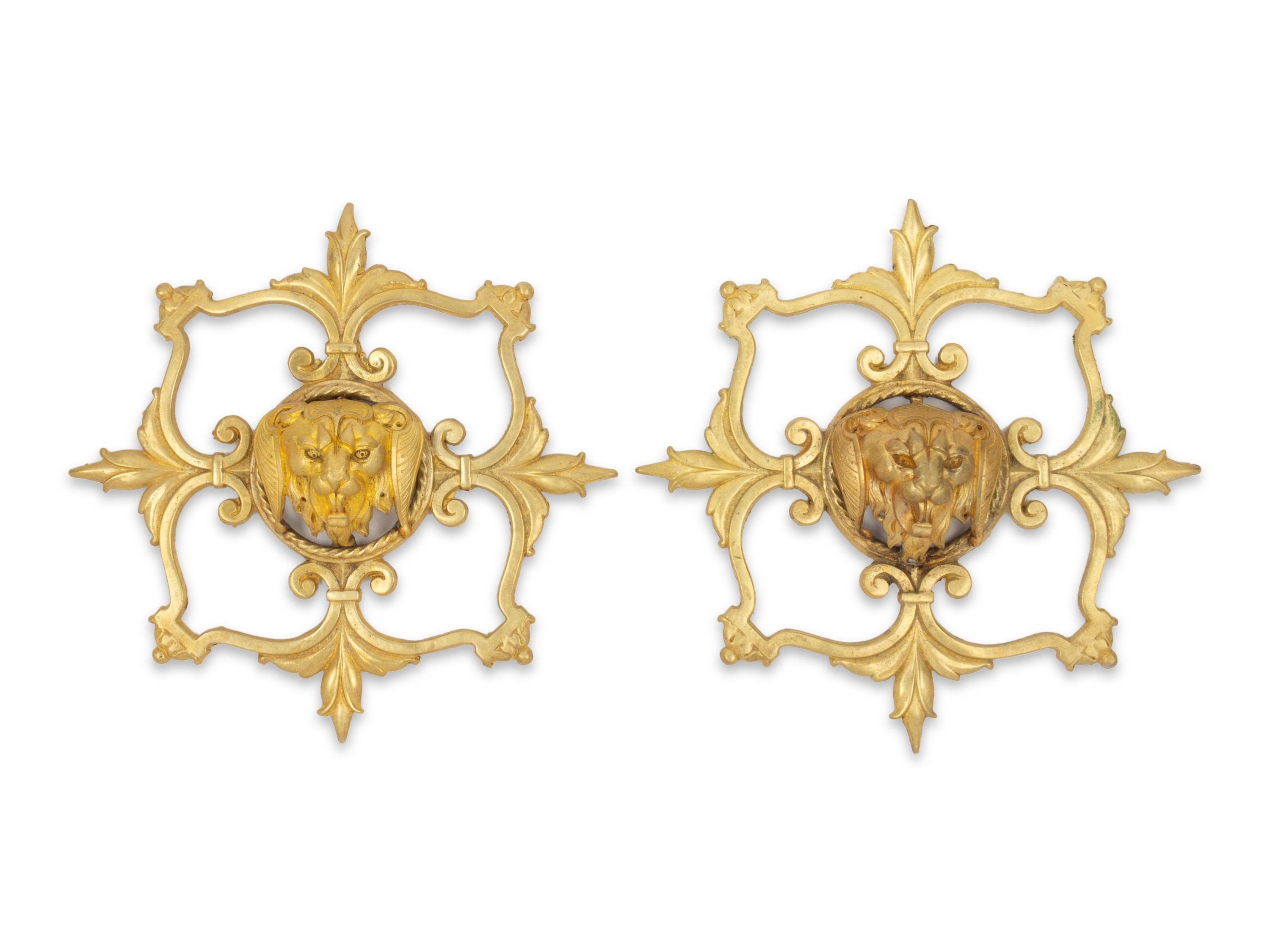 A Pair of Continental Gilt Bronze Wall Mounts
