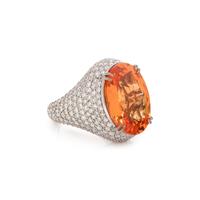 SPESSARTINE GARNET AND DIAMOND RING