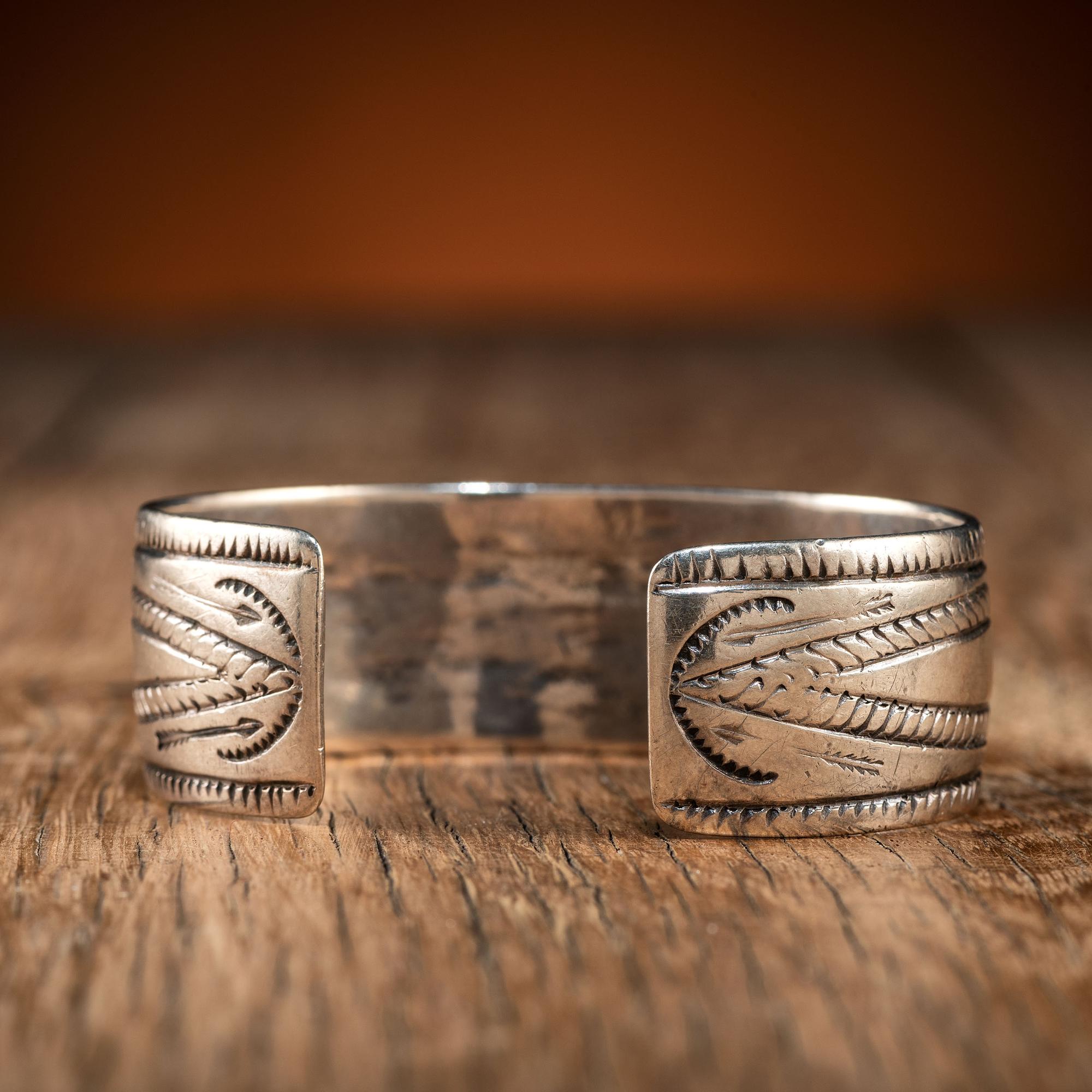 Navajo Stamped and Chiseled Ingot Cuff Bracelet