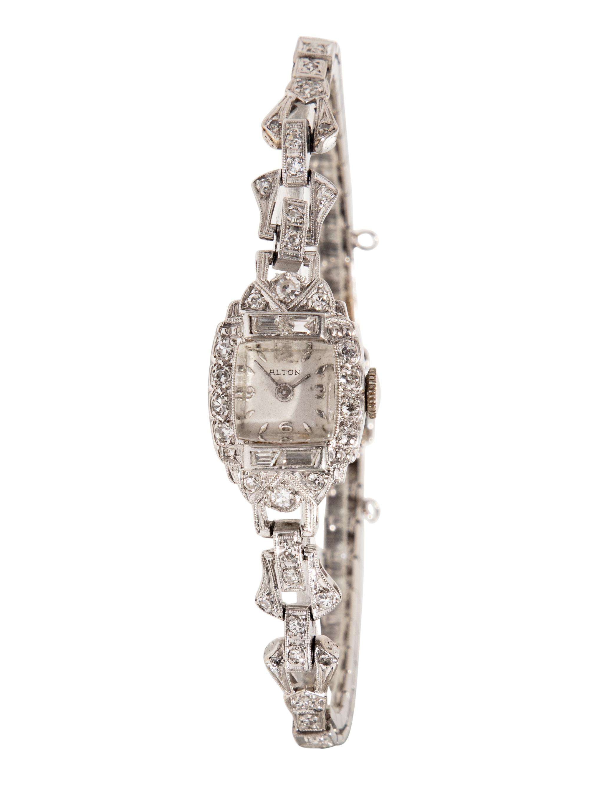 ALTON WATCH CO., PLATINUM AND DIAMOND WATCH