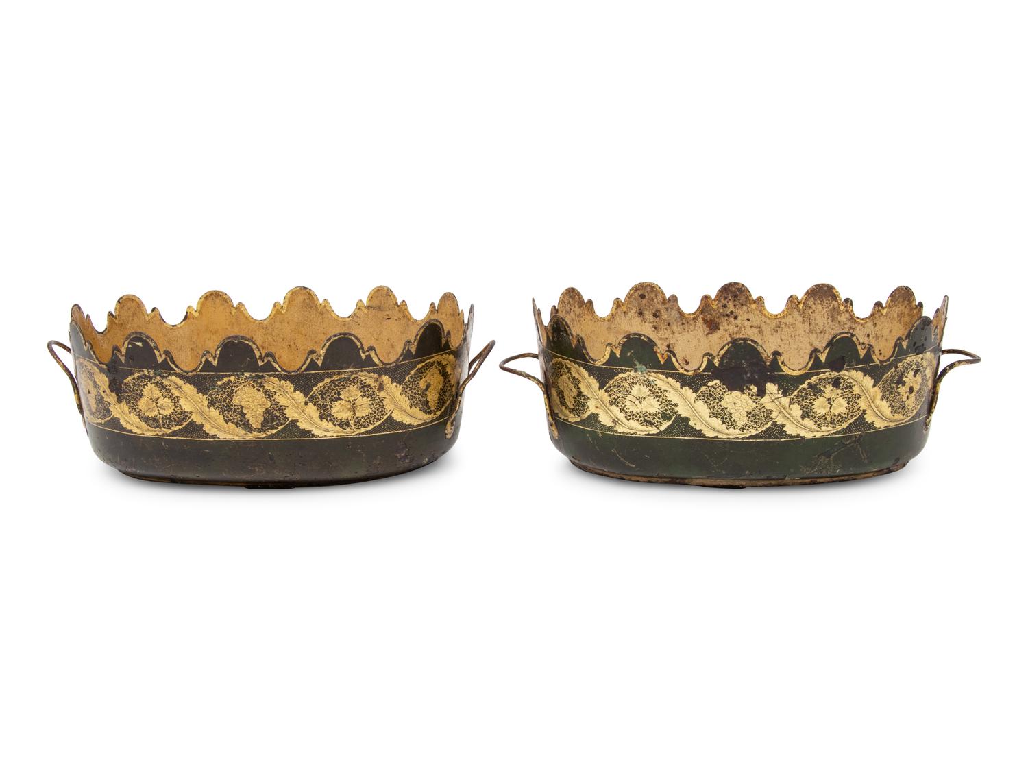 A Pair of French Painted Tole Verrières