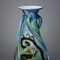 Three-handled vase with koi decor, 1907