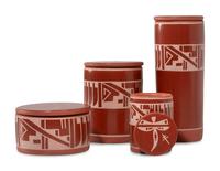 Collection of Redware Pottery Canisters