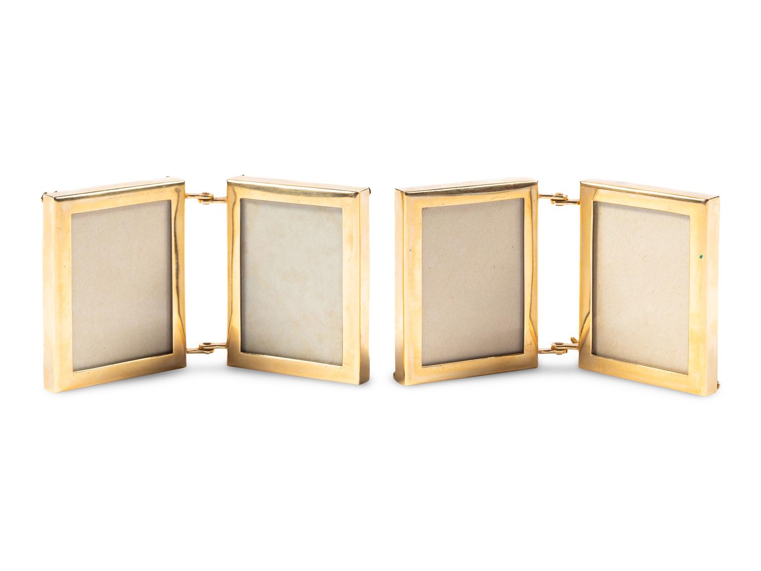 A Pair of American Gold Double-Picture Frames Retailed by Milton-Fuller