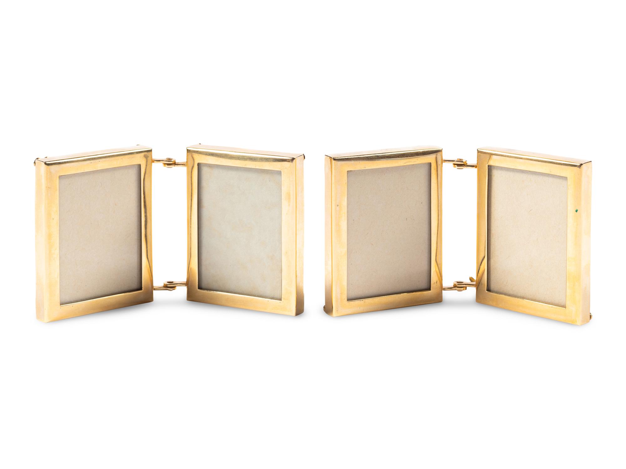 A Pair of American Gold Double-Picture Frames Retailed by Milton-Fuller