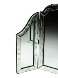 A Venetian Style Etched Glass Trifold Vanity Mirror