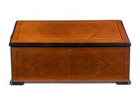 A Swiss Inlaid and Parcel Ebonized Mahogany Cylinder Music Box