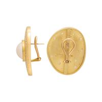 YELLOW GOLD, MABE CULTURED PEARL AND DIAMOND CLIP EARRINGS