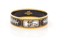 An Hermes Wide Enamel Bangle, Circumference 9", width .75".