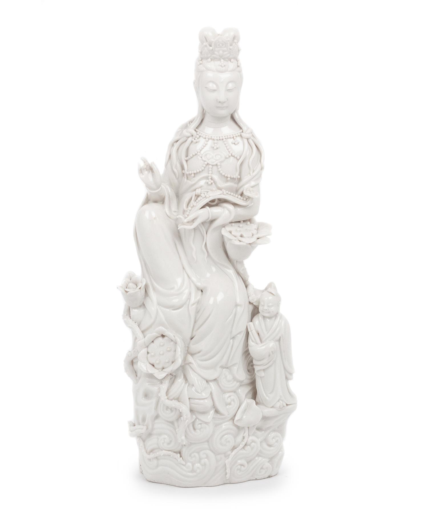 A Blanc-de-Chine Porcelain Figure of Guanyin