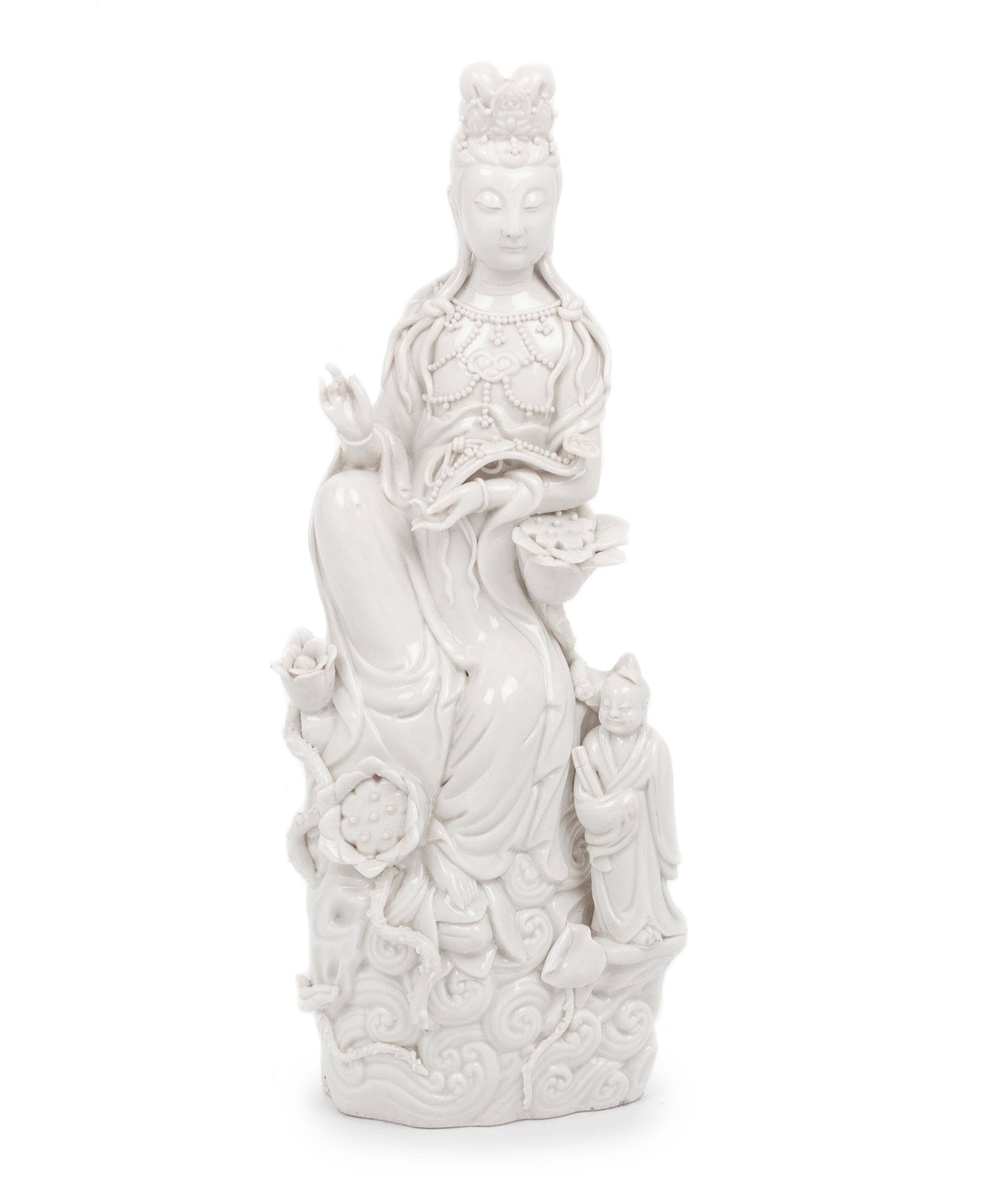 A Blanc-de-Chine Porcelain Figure of Guanyin