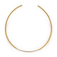 BICOLOR GOLD AND DIAMOND TORQUE NECKLACE