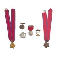 [Civil War] Assortment of service medals, badges, and other artifacts, including Albany Zouave Cadet and N.Y. National Guard badges