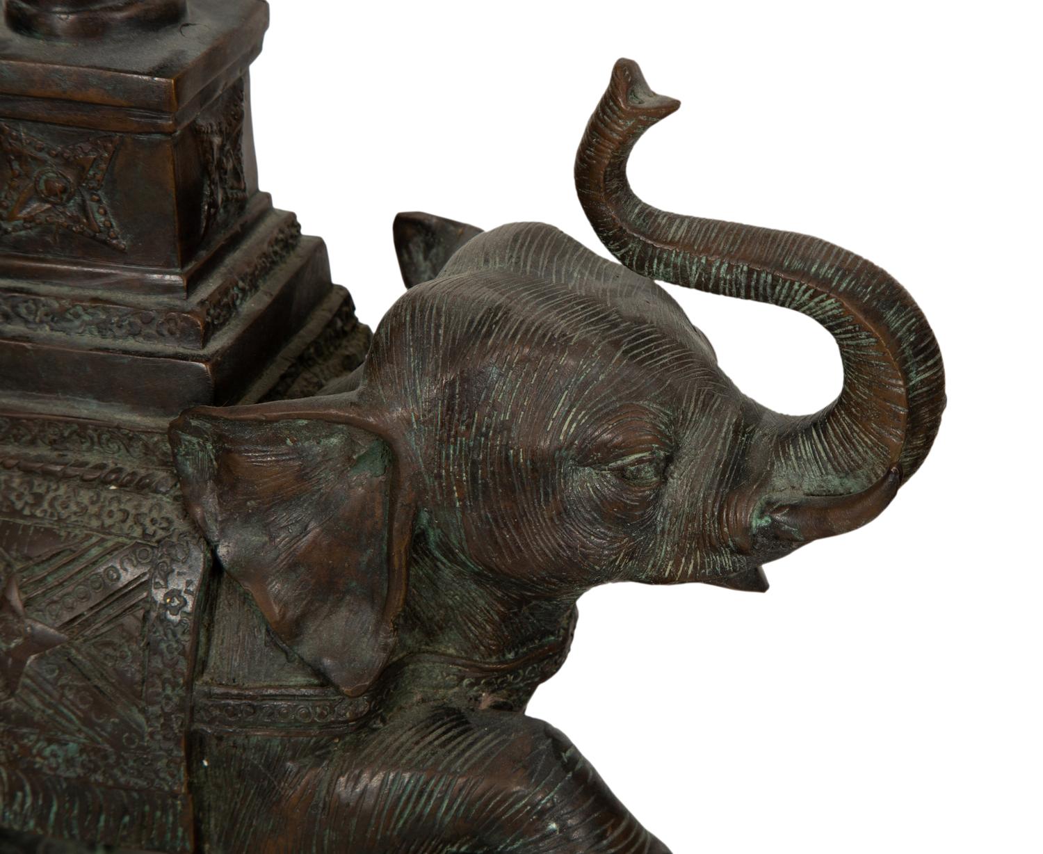 A Set of Three Maitland Smith Cast Metal Elephant-Form Table Lamps