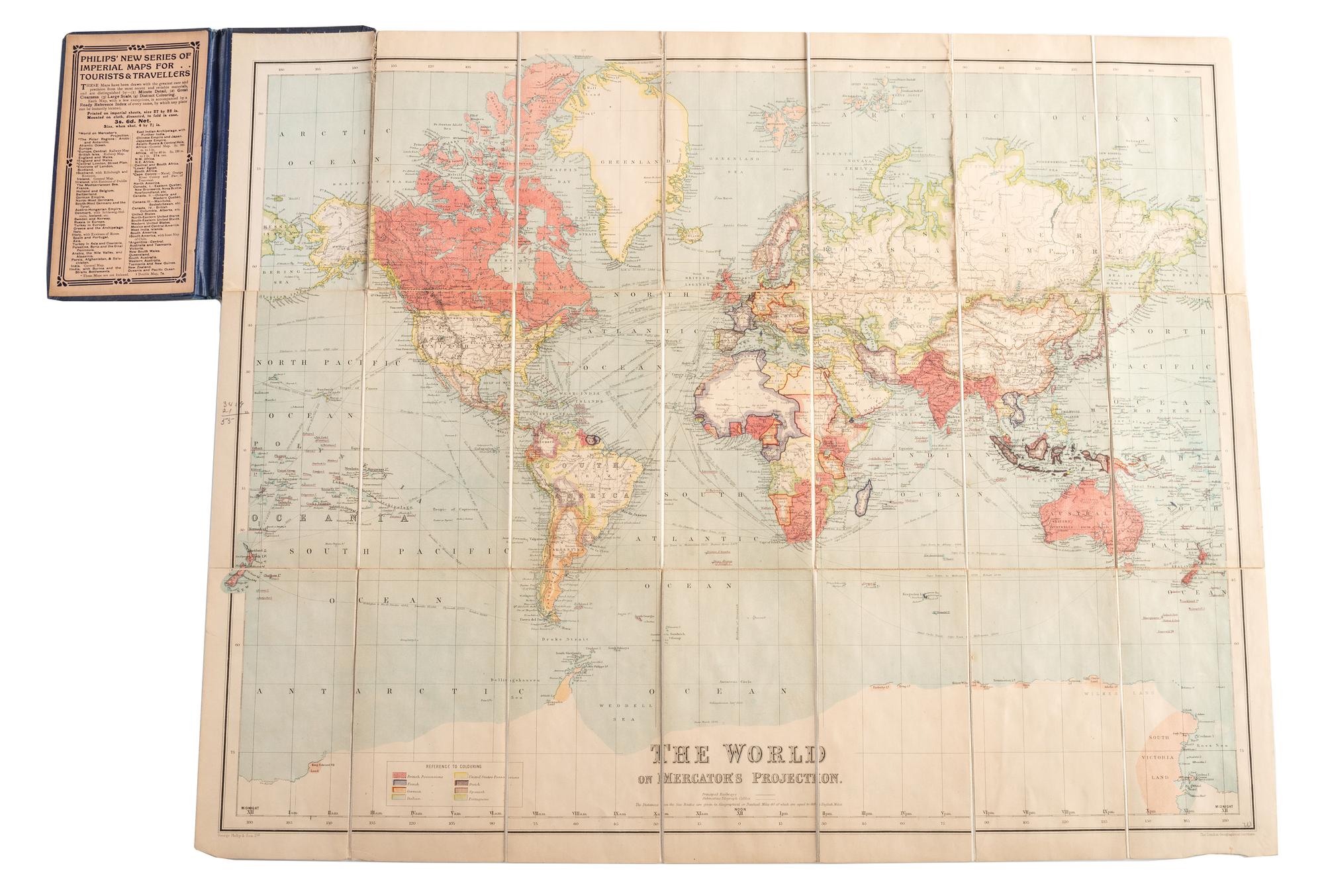 [US NAVY]. Diary kept by Lawrence R. Thompson (1883-1973) while serving on board the USS Georgia and navigating the globe as part of the the Great White Fleet, with document box, naval ephemera, and framed banners.