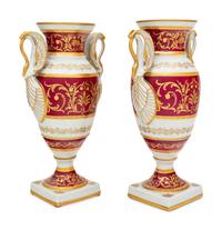 A Pair of French Parcel Gilt Porcelain Vases