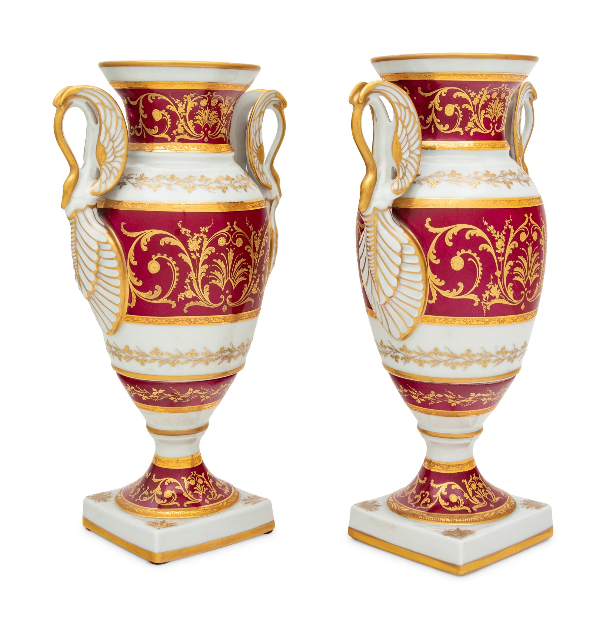 A Pair of French Parcel Gilt Porcelain Vases