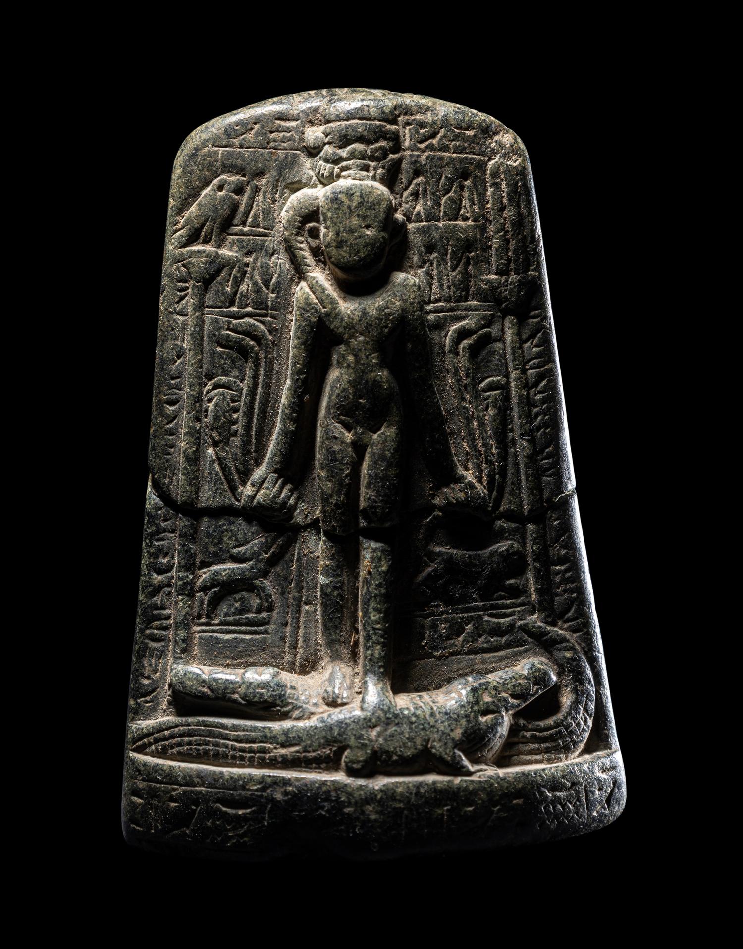 An Egyptian Black Stone Cippus of Horus
