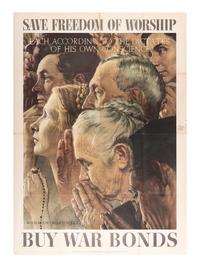 [WORLD WAR II]. ROCKWELL, Norman, artist. Group of 4 posters illustrating Rockwell's "four freedoms," comprising: