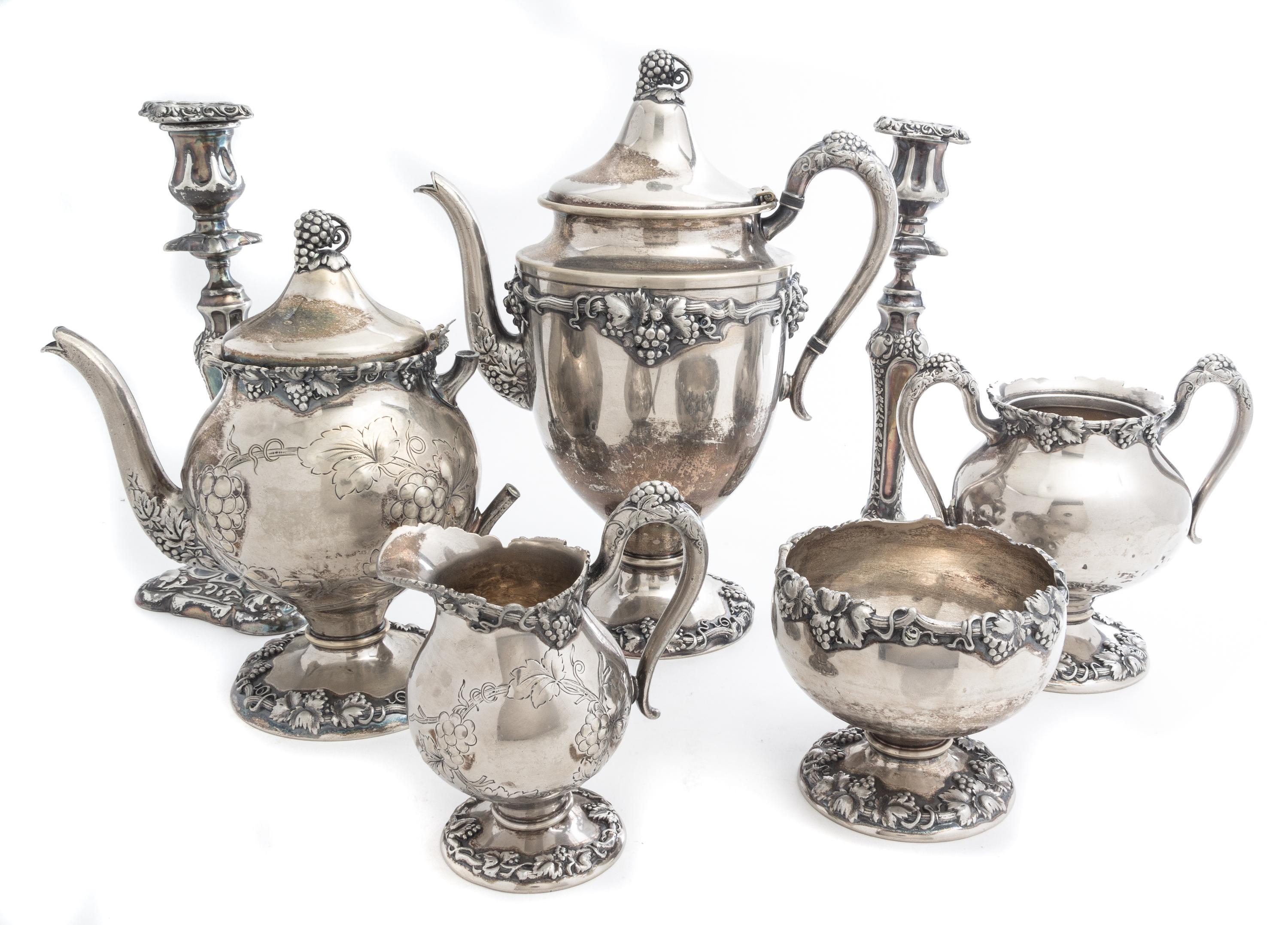 An American Silver-plate Tea Set, K.S. & Co. Height of tallest 12 1/2 inches. — 20TH CENTURY